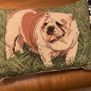 Bulldog needlepoint pillow